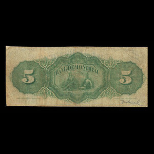 Canada, Bank of Montreal, 5 dollars : January 2, 1871