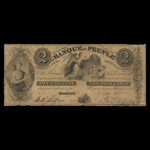 Canada, Banque du Peuple (People's Bank), 2 dollars : March 1, 1845