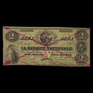 Canada, La Banque Nationale (National Bank), 2 dollars : April 28, 1860