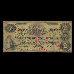 Canada, La Banque Nationale (National Bank), 2 dollars : May 25, 1860