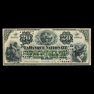 Canada, La Banque Nationale (National Bank), 20 dollars : October 2, 1871