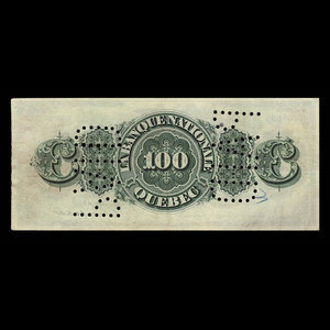 Canada, La Banque Nationale (National Bank), 100 dollars : October 2, 1871