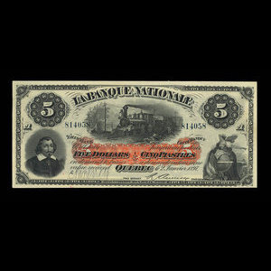 Canada, La Banque Nationale (National Bank), 5 dollars : February 1, 1897