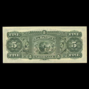 Canada, La Banque Nationale (National Bank), 5 dollars : February 1, 1897