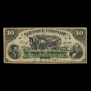 Canada, La Banque Nationale (National Bank), 10 dollars : March 1, 1883