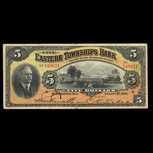 Canada, Eastern Townships Bank, 5 dollars : January 2, 1906