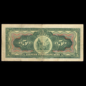 Canada, Eastern Townships Bank, 5 dollars : January 2, 1906