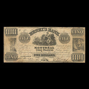 Canada, Henry's Bank, 5 dollars : June 27, 1837