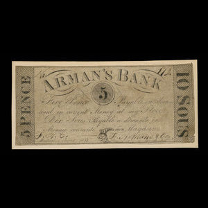 Canada, Arman's Bank, 5 pence : August 1, 1837