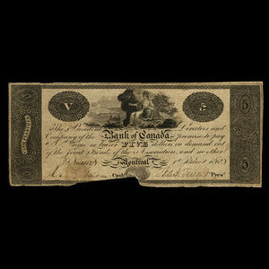 Canada, Bank of Canada, 5 dollars : October 1, 1818