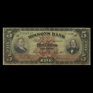 Canada, Molsons Bank, 5 dollars : January 3, 1903