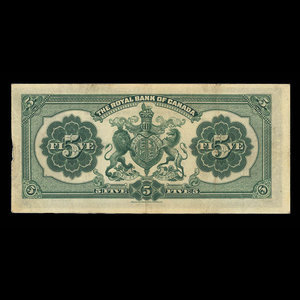 Canada, Royal Bank of Canada, 5 dollars : January 2, 1913