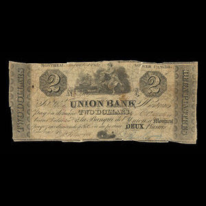 Canada, Union Bank, 2 dollars : August 1, 1838