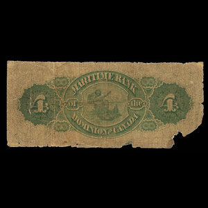 Canada, Maritime Bank of the Dominion of Canada, 4 dollars : January 2, 1873