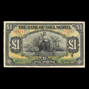 Jamaica, Bank of Nova Scotia, 1 pound : January 2, 1930