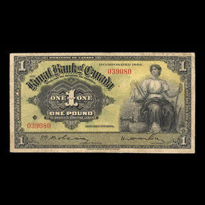 Jamaica, Royal Bank of Canada, 1 pound : January 3, 1938