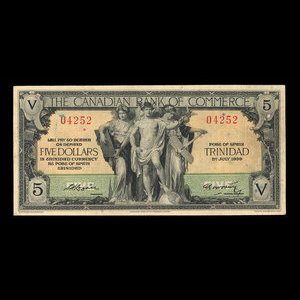 Trinidad, Canadian Bank of Commerce, 5 dollars : July 1, 1939