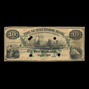 Canada, Summerside Bank of Prince Edward Island, 10 dollars : February 1, 1872