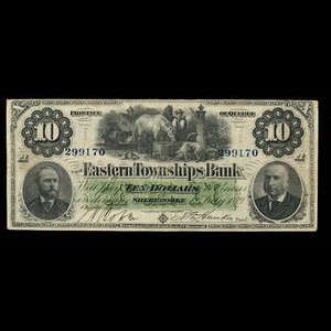 Canada, Eastern Townships Bank, 10 dollars : July 1, 1879