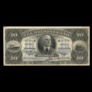 Canada, Molsons Bank, 10 dollars : January 2, 1912