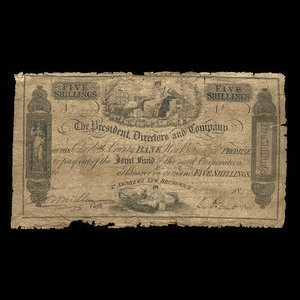 Canada, Charlotte County Bank, 5 shillings : August 26, 1856