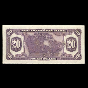 Canada, Dominion Bank, 20 dollars : February 1, 1931