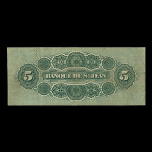 Canada, Banque de St. Jean, 5 dollars : April 1, 1906