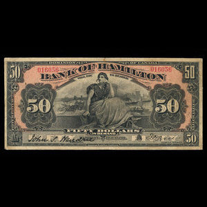 Canada, Bank of Hamilton, 50 dollars : June 1, 1914