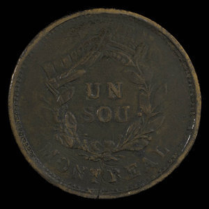 Canada, unknown, 1 sou : 1838