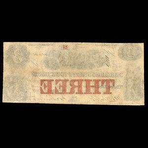 Canada, Farmer's Joint Stock Banking Co., 3 dollars : February 1, 1849