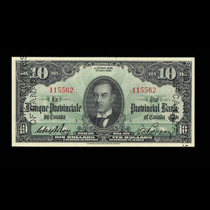 Canada, Provincial Bank of Canada, 10 dollars : September 1, 1936