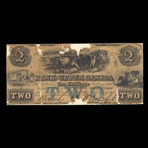 Canada, Bank of Upper Canada (York), 2 dollars : January 9, 1851