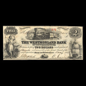 Canada, Westmorland Bank of New Brunswick, 2 dollars : May 1, 1856