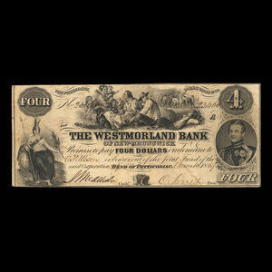 Canada, Westmorland Bank of New Brunswick, 4 dollars : November 1, 1859