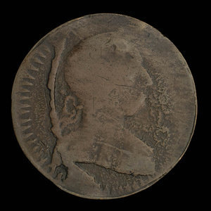 Canada, unknown, 1/2 penny : 1838