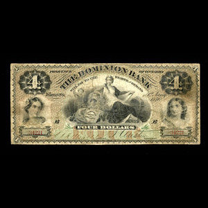 Canada, Dominion Bank, 4 dollars : January 1, 1876