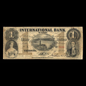 Canada, International Bank of Canada, 1 dollar : September 15, 1858