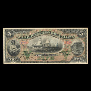 Canada, Merchants' Bank of Halifax, 5 dollars : January 2, 1892