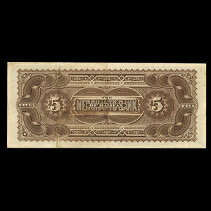 Canada, Merchants' Bank of Halifax, 5 dollars : January 2, 1892