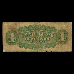 Canada, Commercial Bank of Windsor, 4 dollars : July 1, 1871