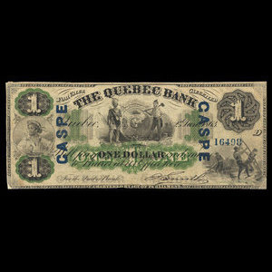 Canada, Quebec Bank, 1 dollar : January 2, 1863