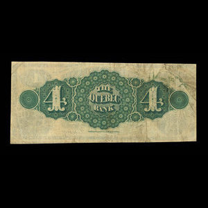 Canada, Quebec Bank, 4 dollars : October 1, 1870