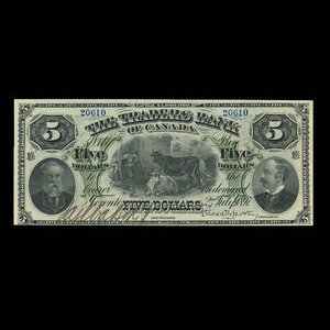 Canada, Traders Bank of Canada, 5 dollars : July 2, 1897