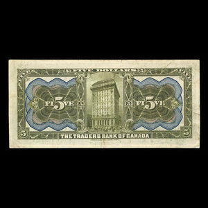 Canada, Traders Bank of Canada, 5 dollars : November 1, 1910