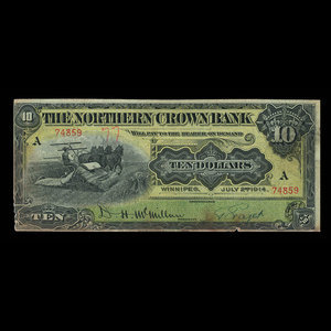 Canada, Northern Crown Bank, 10 dollars : July 2, 1914