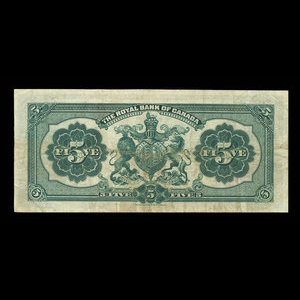 Canada, Royal Bank of Canada, 5 dollars : January 2, 1913