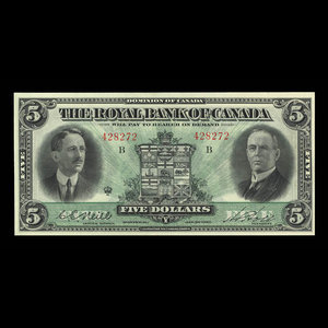 Canada, Royal Bank of Canada, 5 dollars : January 3, 1927