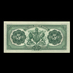 Canada, Royal Bank of Canada, 5 dollars : January 3, 1927