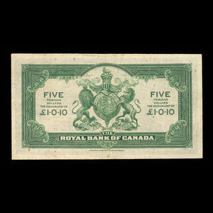 Trinidad, Royal Bank of Canada, 5 dollars : January 3, 1938