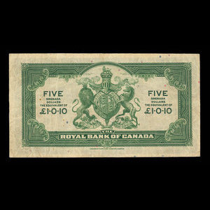 Grenada, Royal Bank of Canada, 5 dollars : January 3, 1938